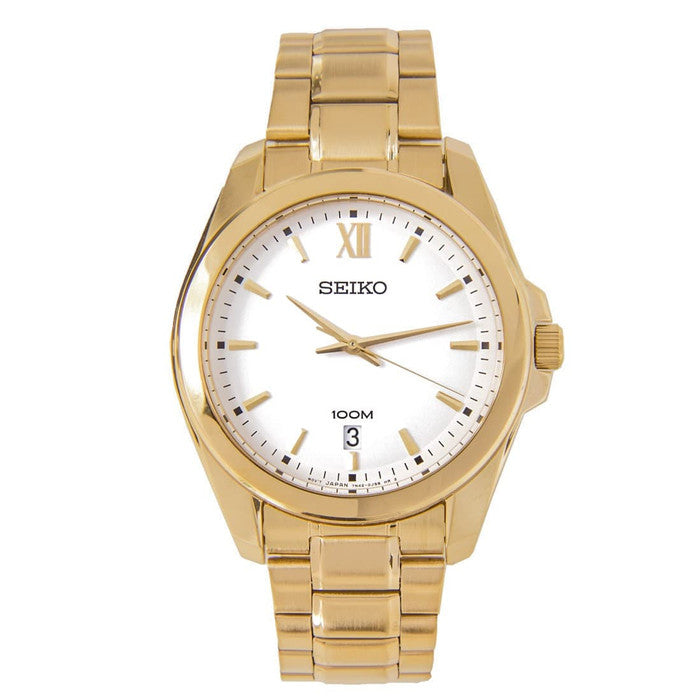 Seiko Men's SGEG64 White Gold Dial Watch