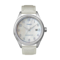 Timex Originals T2N409 Unisex T Series Pearl Dial Leather Strap Watch