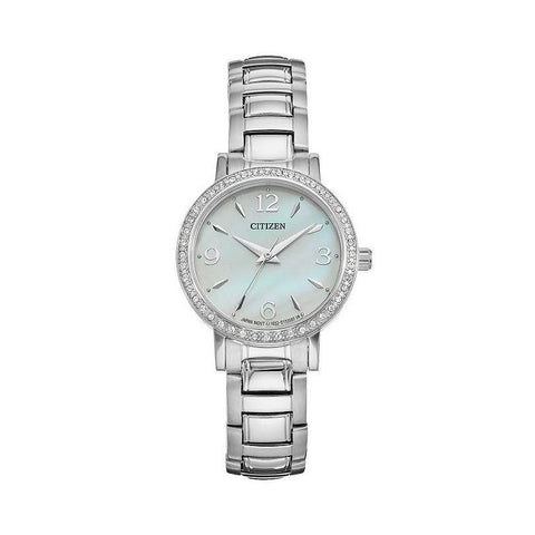 Citizen Women's EL3040-55D Crystal Stainless Steel Bezel White Dial Watch