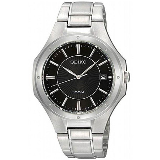 Seiko Men's SGEF61 Stainless Steel Analog with Black Dial Watch
