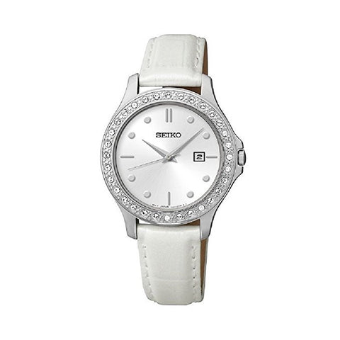 Seiko Women's SXDF93 Leather Brushed Silver-Tone Dial Watch