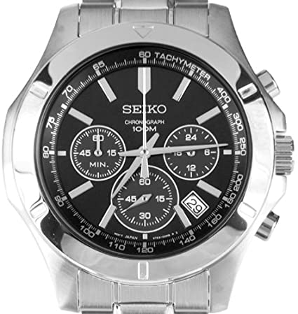 Seiko Men's SSB105 Chronograph Black Dial Stainless Steel Watch