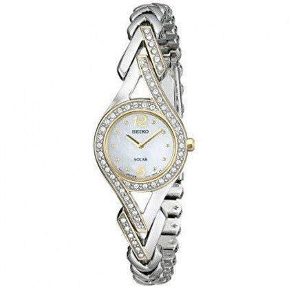 Seiko Women's SUP174 Two-Tone Solar Watch with Swarovski Crystals