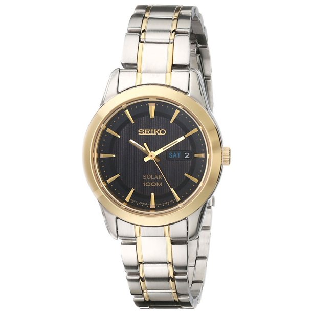 Seiko Women's SUT166 Core Solar Black Dial Two-tone Ladies Watch