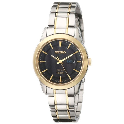 Seiko Women's SUT166 Core Solar Black Dial Two-tone Ladies Watch