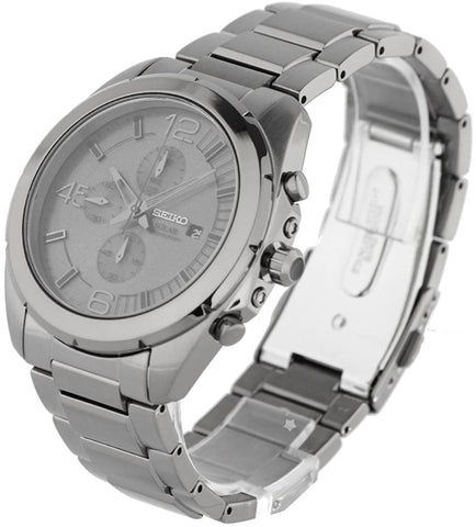 Seiko Men's SSC235  Solar Chronograph Grey Dial Gunmetal Ion-Plated Watch
