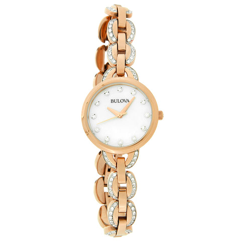 Bulova Women's 98L207 Crystal Analog Display Quartz Rose Gold Watch