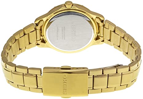 Seiko Ladies SUR874 Gold-Tone Bracelet Crystal Bezel Watch