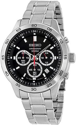Seiko Men's SKS519 Chronograph Stainless Steel Black Dial Analog Sports Watch