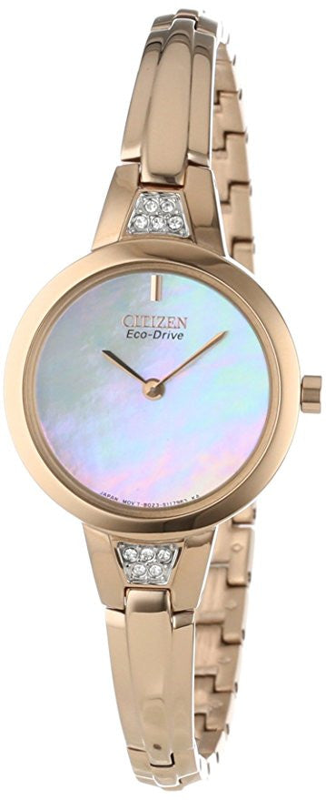 Citizen Women's EX1153-54D Silhouette Eco-Drive Rose Gold-Tone Stainless Steel Bangle with Swarovski Crystals Watch