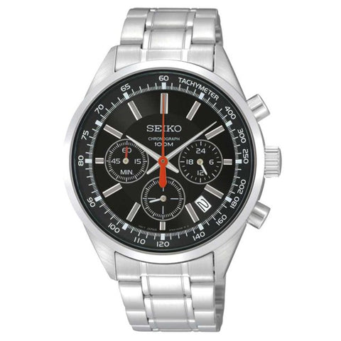 Seiko Men's SSB037  Chronograph Black Dial Steel Watch