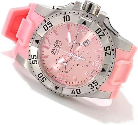 Invicta Men's 1415 Reserve Chronograph Pink Dial Pink Polyurethane Watch