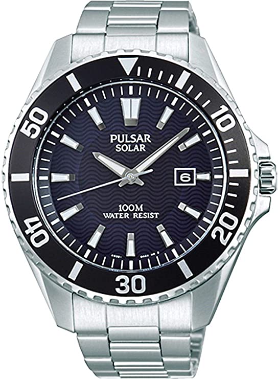 NEW Pulsar PX3035 Stainless Steel Solar Date Watch