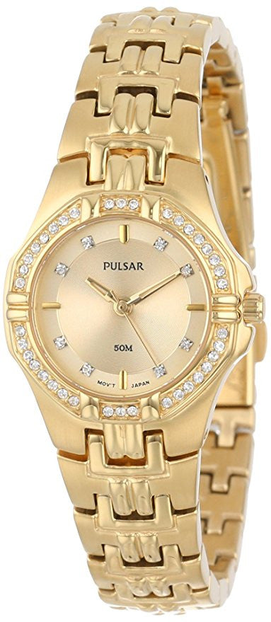 Pulsar Women's PTC390 Crystal Accented Gold-Tone Stainless Steel Watch