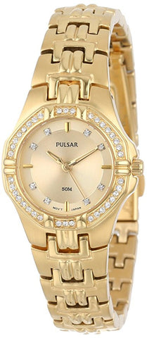 Pulsar Women s PTC390 Crystal Accented Gold Tone Stainless Steel Watch Exact Time Corp