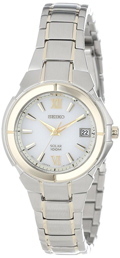Seiko Women's SUT022 Solar Two Tone Stainless Steel Analog with Silver Dial Watch