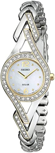 Seiko Women's SUP174 Two-Tone Solar Watch with Swarovski Crystals