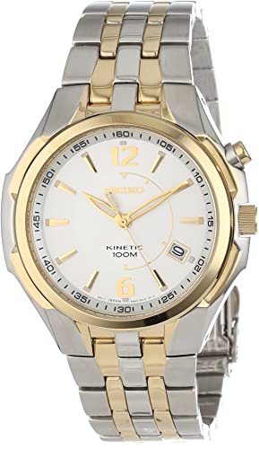 Seiko Men's SKA516 Kinetic Silver & Yellow Gold Two-Tone Stainless Steel Watch