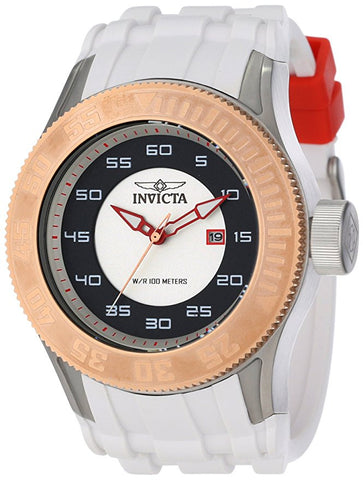 Invicta Men's 11937 Pro Diver Silver & Black Dial White Polyurethane Watch