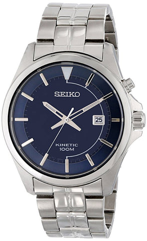 Seiko Men's SKA581 Kinetic Blue Dial Stainless Steel Watch