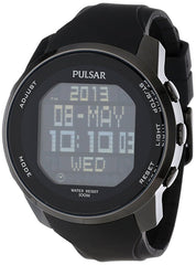 Pulsar Men's PQ2011 Stainless Steel Digital Watch with Black Polyurethane Band