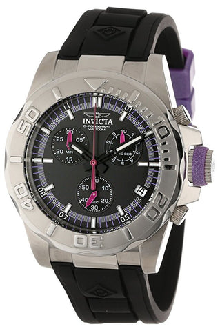 Invicta Men's 12154 Pro Diver Chronograph Black Dial Black Polyurethane Watch