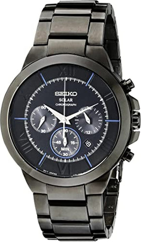 Seiko Men's SSC287 Black Stainless Steel Solar-Power Watch