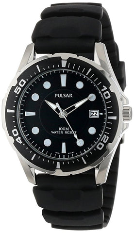 Pulsar Men's PXH227 Stainless Steel Watch with Black Rubber Band