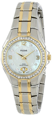 Pulsar Women's PXT798 Crystal Mother of Pearl Dial Watch