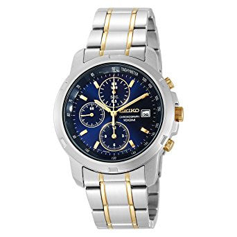 Seiko Men's SNDB05 Two-Tone Stainless Steel Chronograph Blue Dial Watch