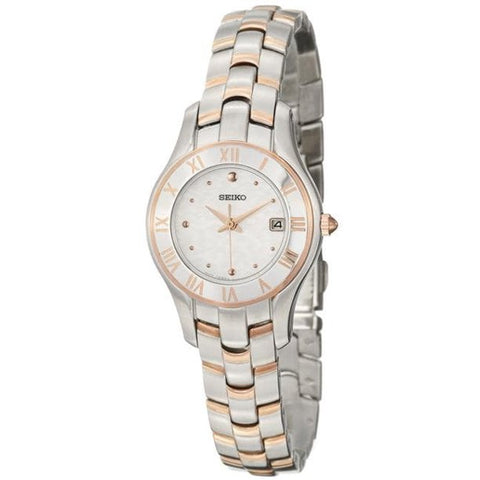 Seiko Women's SXDB76 Rose Gold Finish White Mother of Pearl Dial Dress Watch