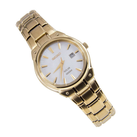 Seiko Women's SUT130 Solar-Power Gold-Tone Bracelet Watch