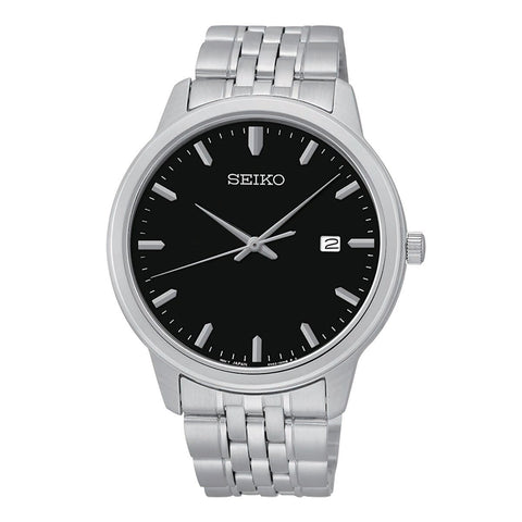 Seiko Men's SUR093 Stainless Steel Bracelet Black Dial Watch