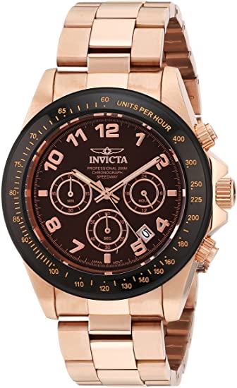 Invicta Men's 10706 Speedway Chronograph Brown Dial 18k Rose Gold Ion-Plated Stainless Steel Watch