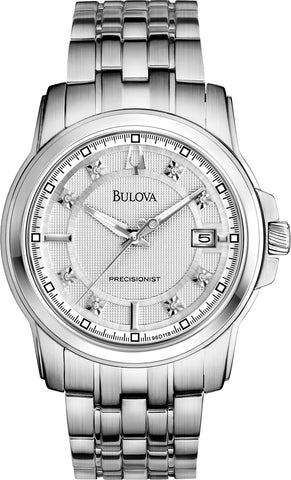 Bulova Men's Precisionist Diamond Accent Stainless Steel Bracelet Watch 43mm 96D118