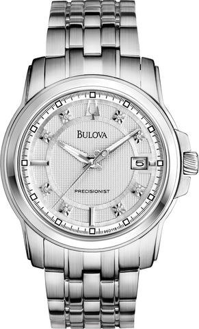 Bulova Men's Precisionist Diamond Accent Stainless Steel Bracelet Watch 43mm 96D118