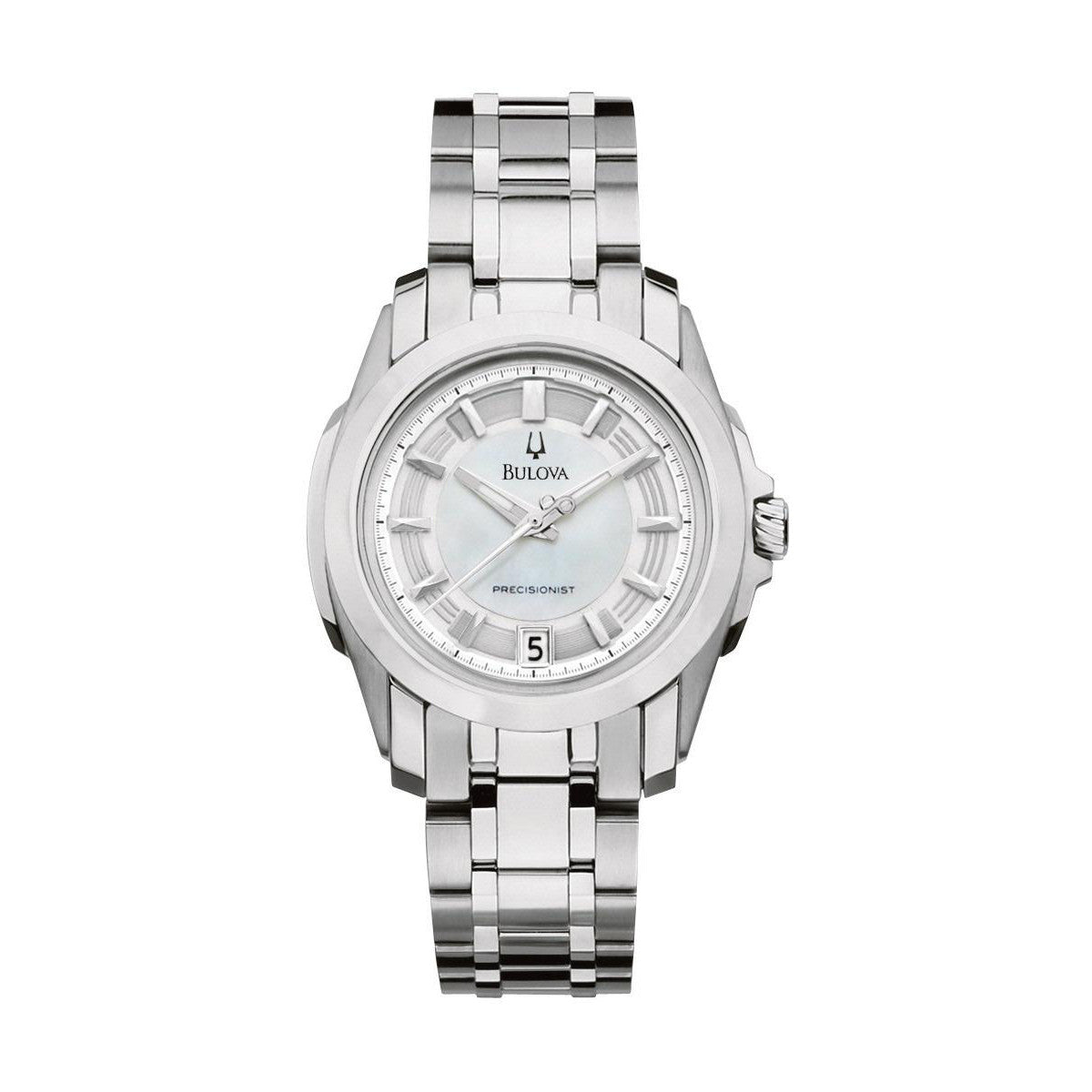 Bulova Precisionist 96M108 White Mother of Pearl Dial Stainless Steel Ladies Watch