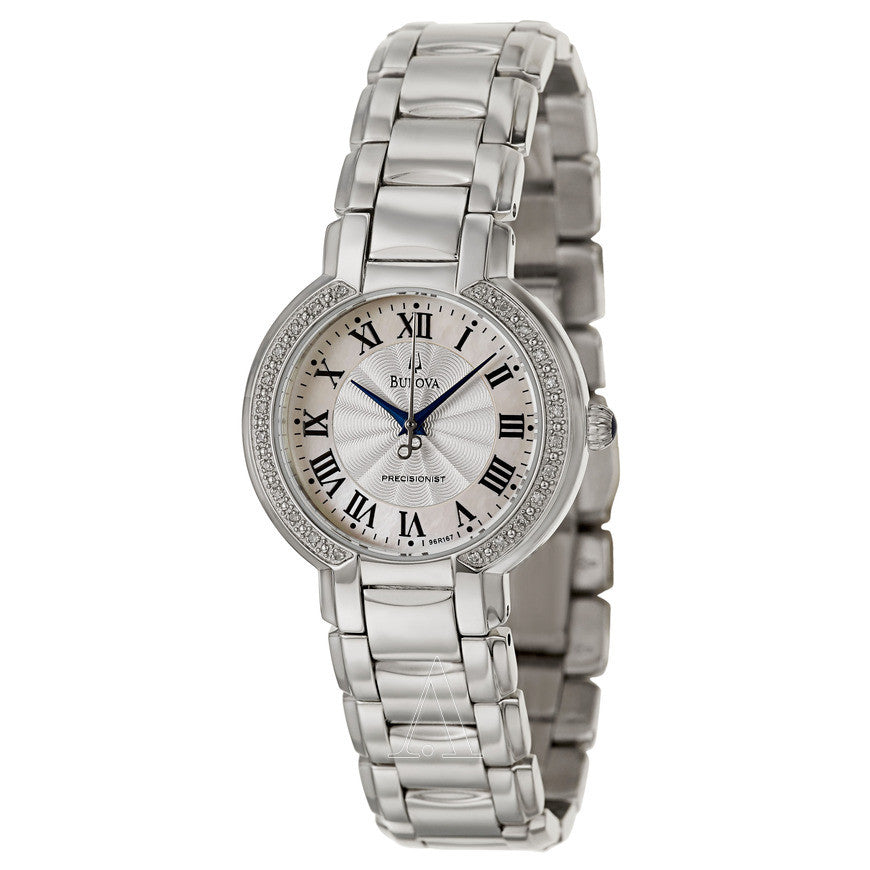 Bulova Women's 96R167 Precisionist Diamond Silver/White MOP Dial Stainless Steel