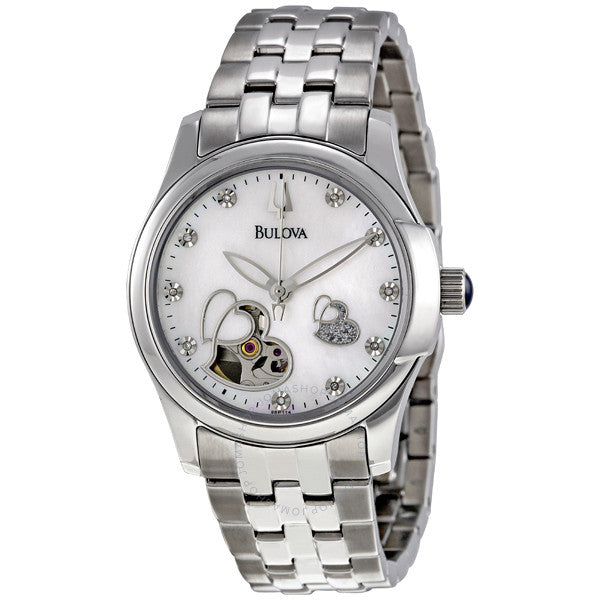 Bulova women's diamond sales heart automatic watch