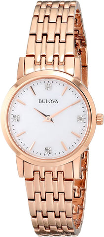 Bulova Women's 97P106 Diamond Gallery Analog Display Japanese Quartz Rose Gold Watch