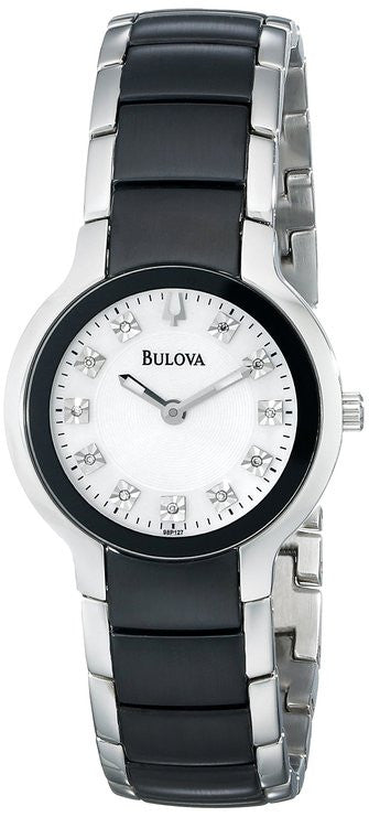 Bulova Women's 98P127 Diamond Black & Silver Ion-Plated Watch