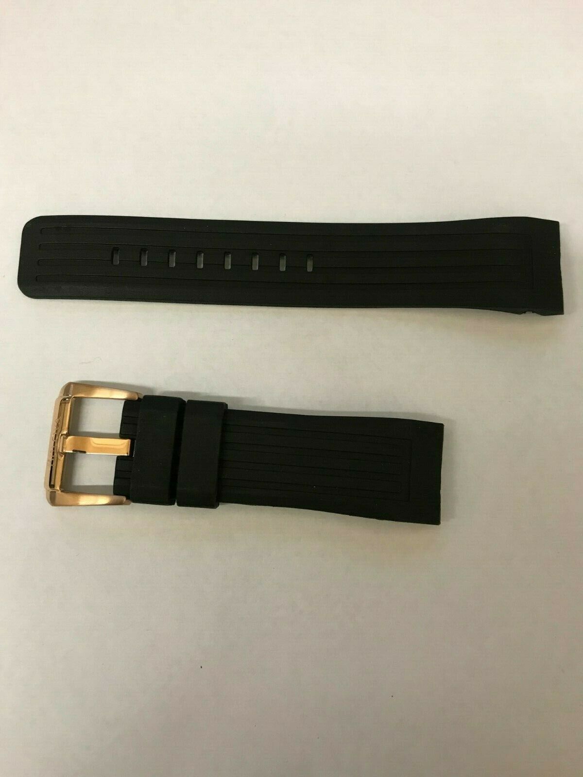 Bulova Men's 98B152 Black Rubber Band Watch Strap Rose Gold Band Replacement