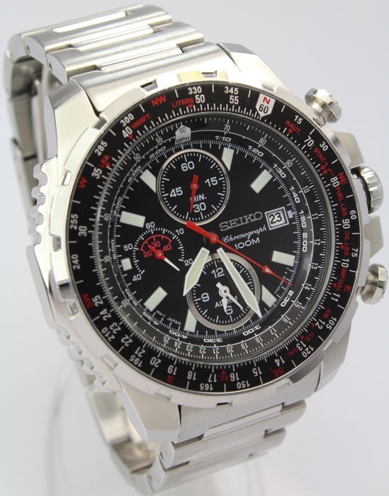 Seiko Men's SNAD05 Flight Computer -Tone Black Watch