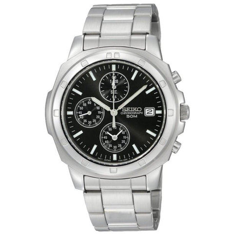 Seiko Men's SNDB35 Stainless Steel Chronograph Black Dial Watch