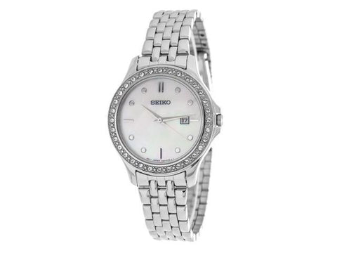 Seiko Women's SXDF87 Mother of Pearl Dial Stainless Steel Watch