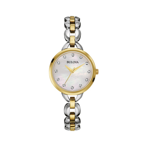 Bulova Women's 98L208 Mother Of Pearl- Analog Display Japanese Quartz Two - Tone Watch