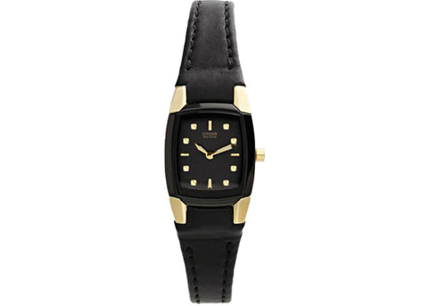 Citizen Women's EW9944-01E Eco-Drive Dress Black Leather Band Black Dial Watch
