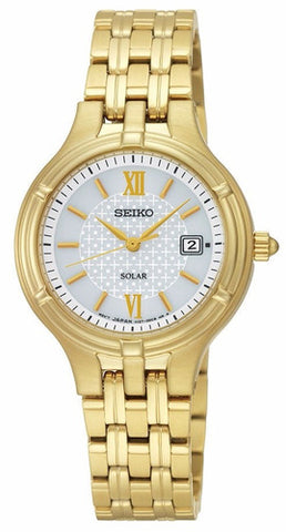Seiko Women's SUT018 White Dial Gold-Tone Stainless Steel Watch