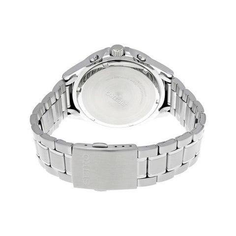 Seiko Men's SKS475 Chronograph Blue Black Dial Stainless Steel Watch