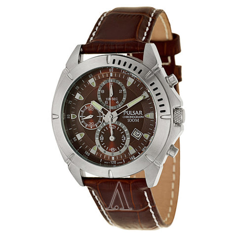 Pulsar Men's PF8303 Stainless Steel Sport Watch with Leather BandPulsar Men's PF8303 Stainless Steel Sport Watch with Leather Band